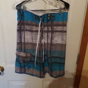 Men's Medium CARBON Swim Shorts Plaid